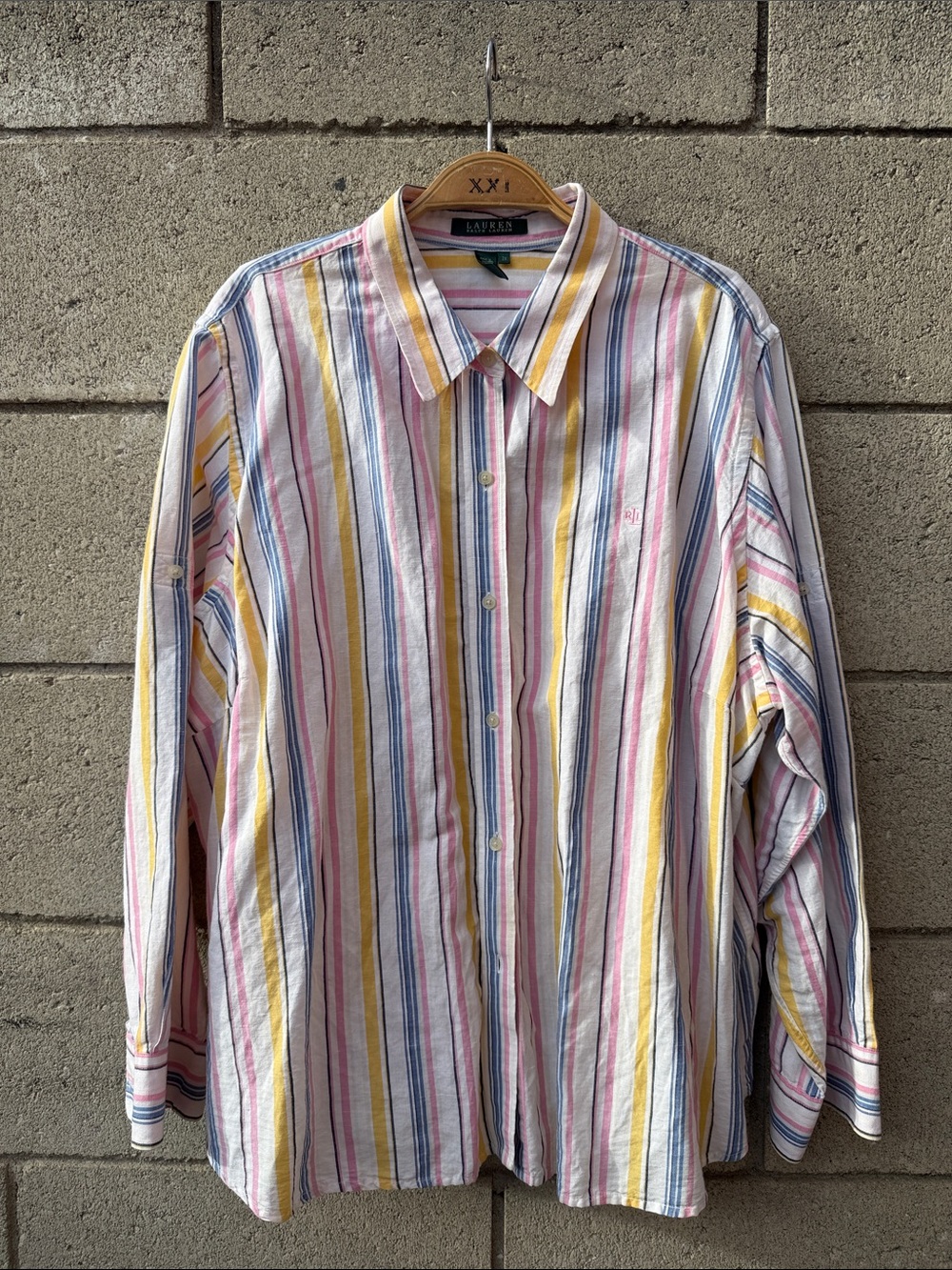 Ralph Lauren Striped Button-Down Shirt in Pink, Yellow & Blue